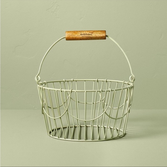 Hearth & Hand Other - Hearth & Hand Farmhouse Coated Wire Easter Basket w/ Wood Handle Sage Green NWT